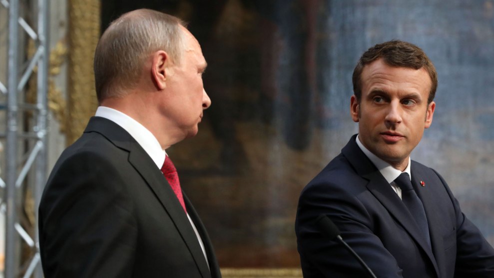 Newly elected French President Emmanuel Macron meets with Russian president Vladimir Putin in July.