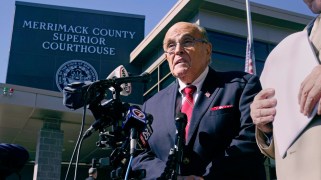 Rudy Giuliani announcing a lawsuit against Joe Biden