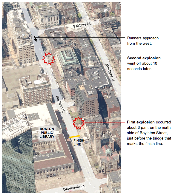 Boston Marathon explosions map