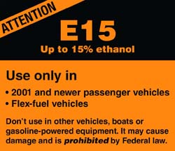 e15 warning label