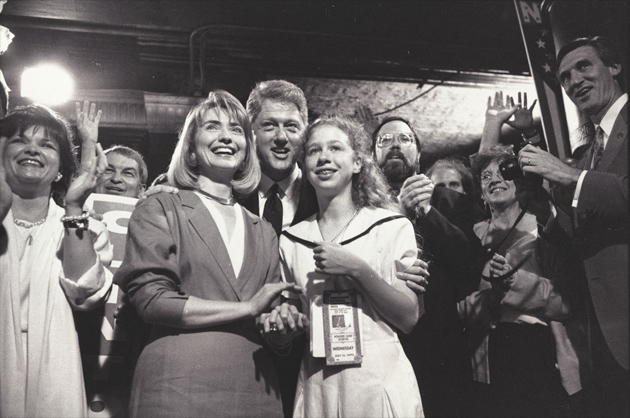 Bill, Hillary, and Chelsea Clinton at the Democratic National Convention in New York City, July 1992.