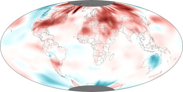 Global temperature anomalies, May 2012: NOAA